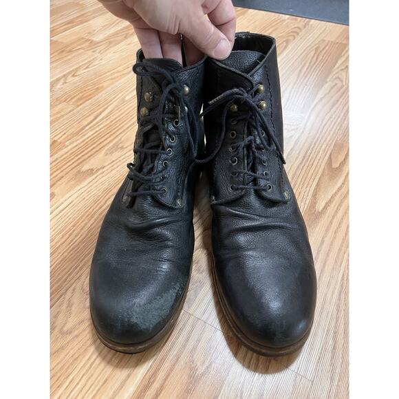 Shoto 5998 Soft Leather Combat Boots Men\'s Black Shoes Men\'s Size 13 main image 10